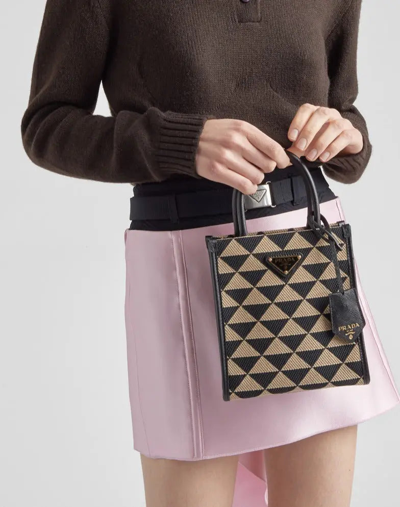 PRADA シンボル エンブロイダリージャカード ミニバッグ