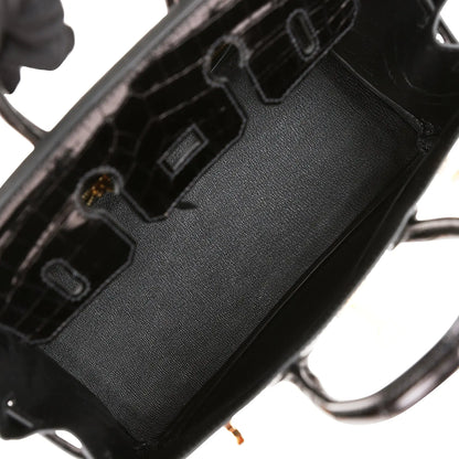 エルメス バーキン 25 ブラック シャイニー ニロティカス クロコダイル ゴールド金具