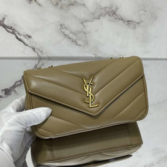 YSL 801437 ルル スモール マトラッセ ラムスキン キャメルイエロー