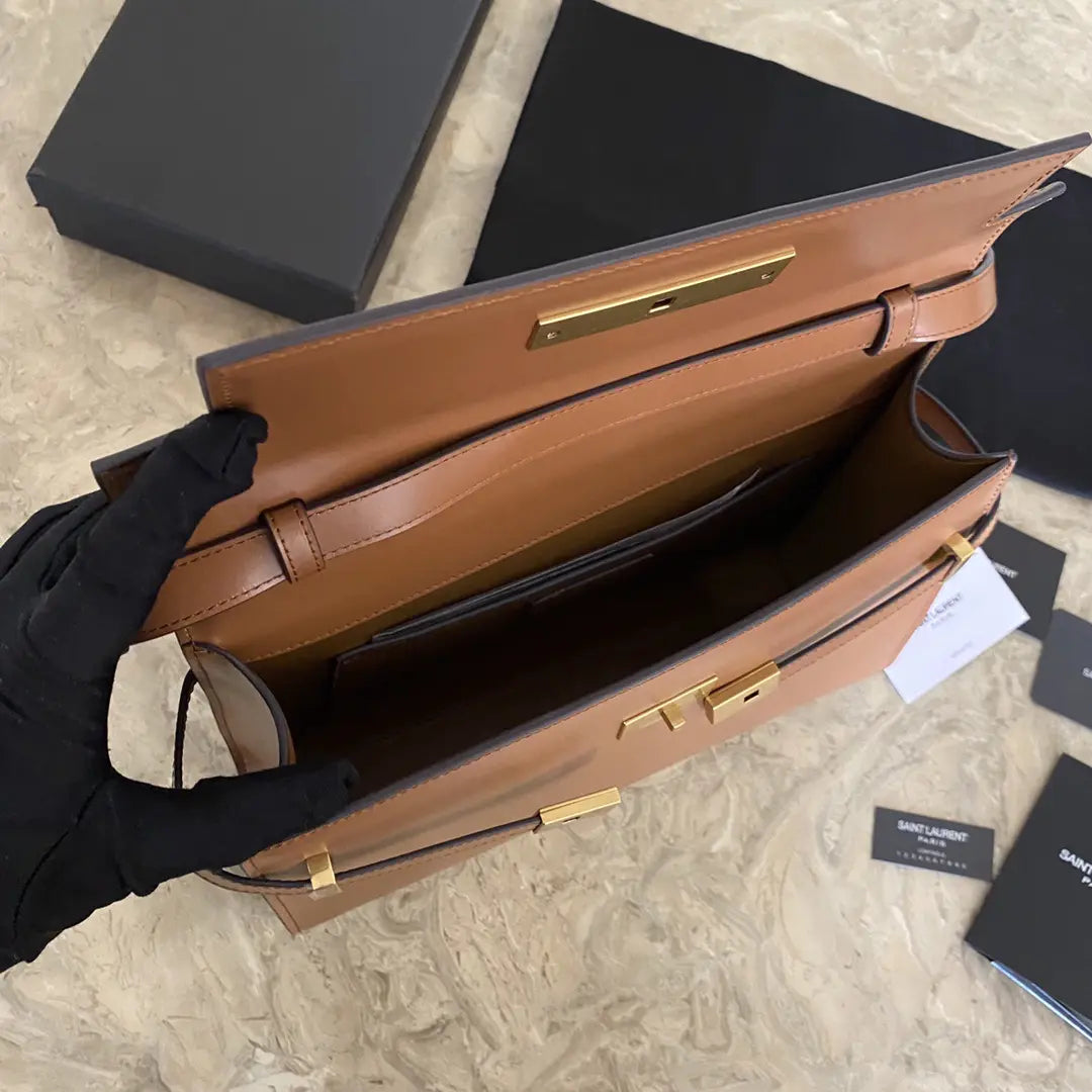 マンハッタン ミディアム ショッピングバッグ（箱入り）サンローラン レザー