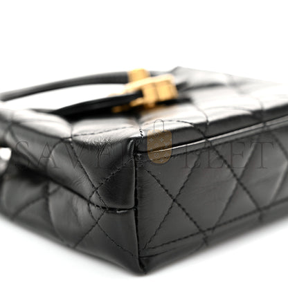 シャネル マスターシャイニーエイジドカーフスキン キルティングケリー ミニナノショッパー AP3435 (12.5×8×4cm)