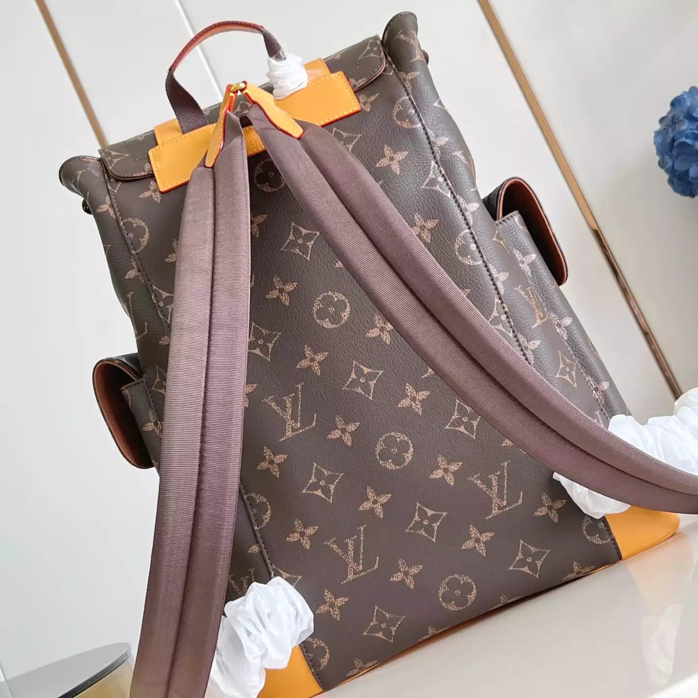 クリストファー MM バックパック ブラウン モノグラム カーフレザー M14038 – LW338