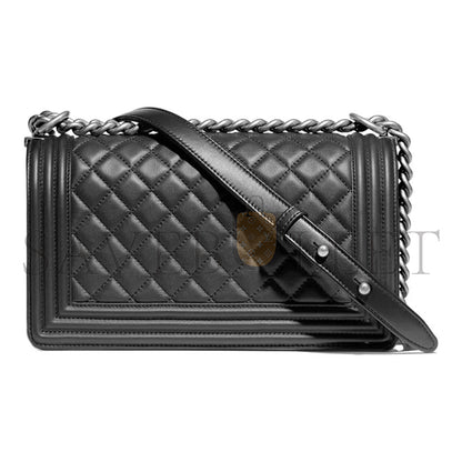 シャネル マスターラムスキン キルティング ミディアムボーイ フラップ シルバー金具 A67086 (25*15*9cm)