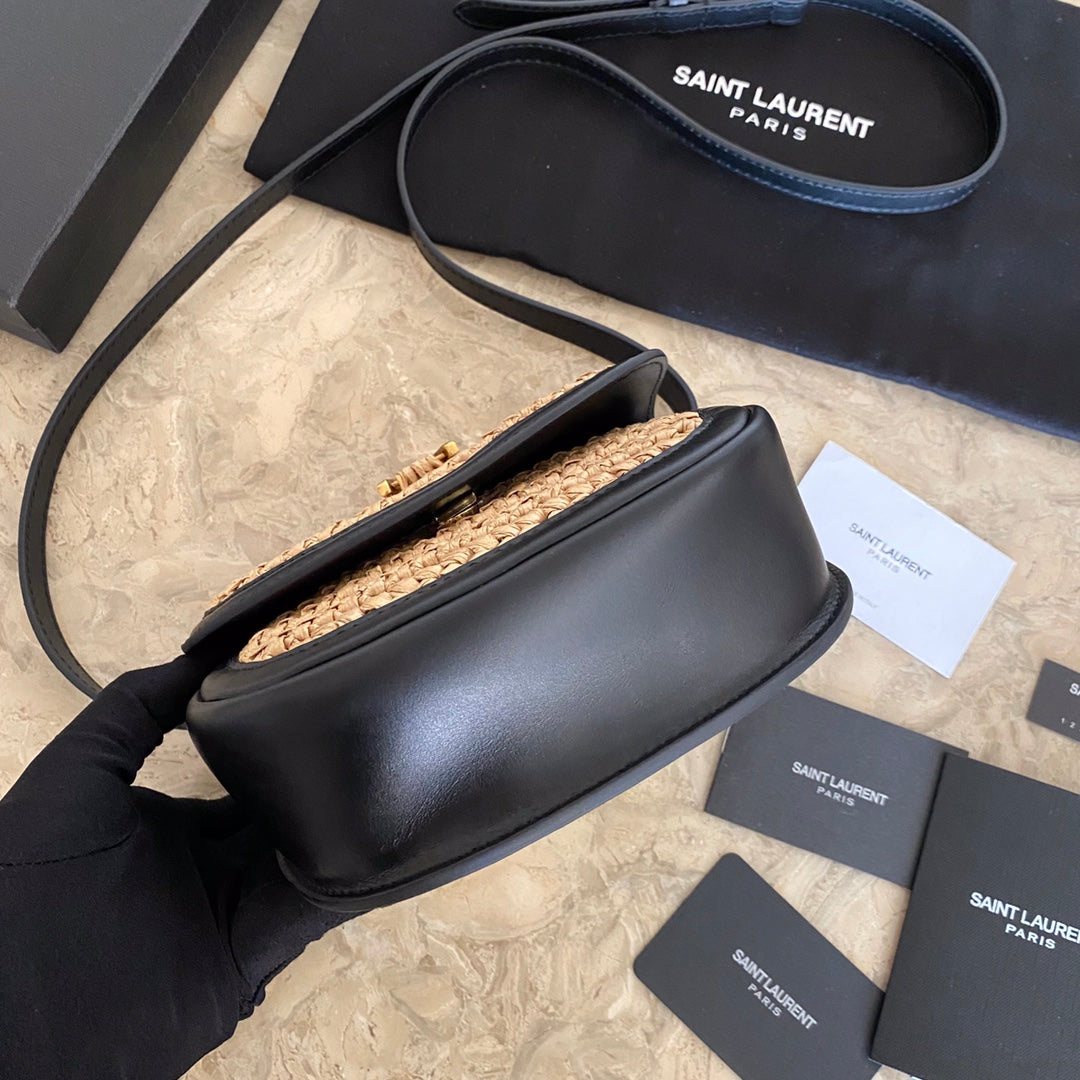 カイア ラフィア＆レザー スモールサッチェル