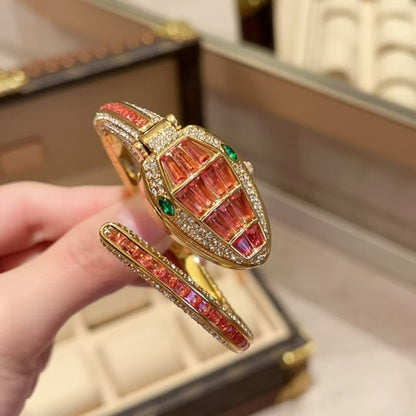 ブルガリ スネークブレスレット ダイヤモンド クラムシェルウォッチ