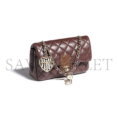 シャネル クラシック ミニバッグ フック付き ラムスキン＆ゴールドトーンメタル ダークブラウン AP4760 (12.5×8×5cm)