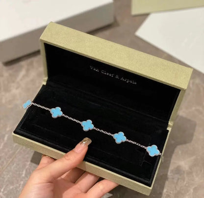 ヴァン クリーフ＆アーペル 四つ葉のクローバー ミントブルーカルセドニー ブレスレット