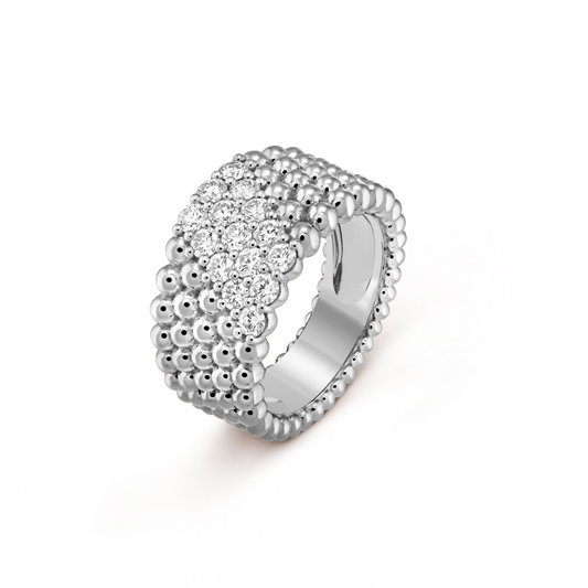 ヴァン クリーフ＆アーペルの新作、5列のダイヤモンドインレイデザインが特徴のペルレ ダイヤモンド リング