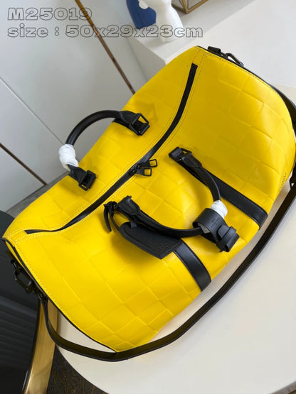 ルイ・ヴィトン キーポル・バンドリエール 50 イエロー ダミエ・スキューバ カーフスキンレザー – LW194