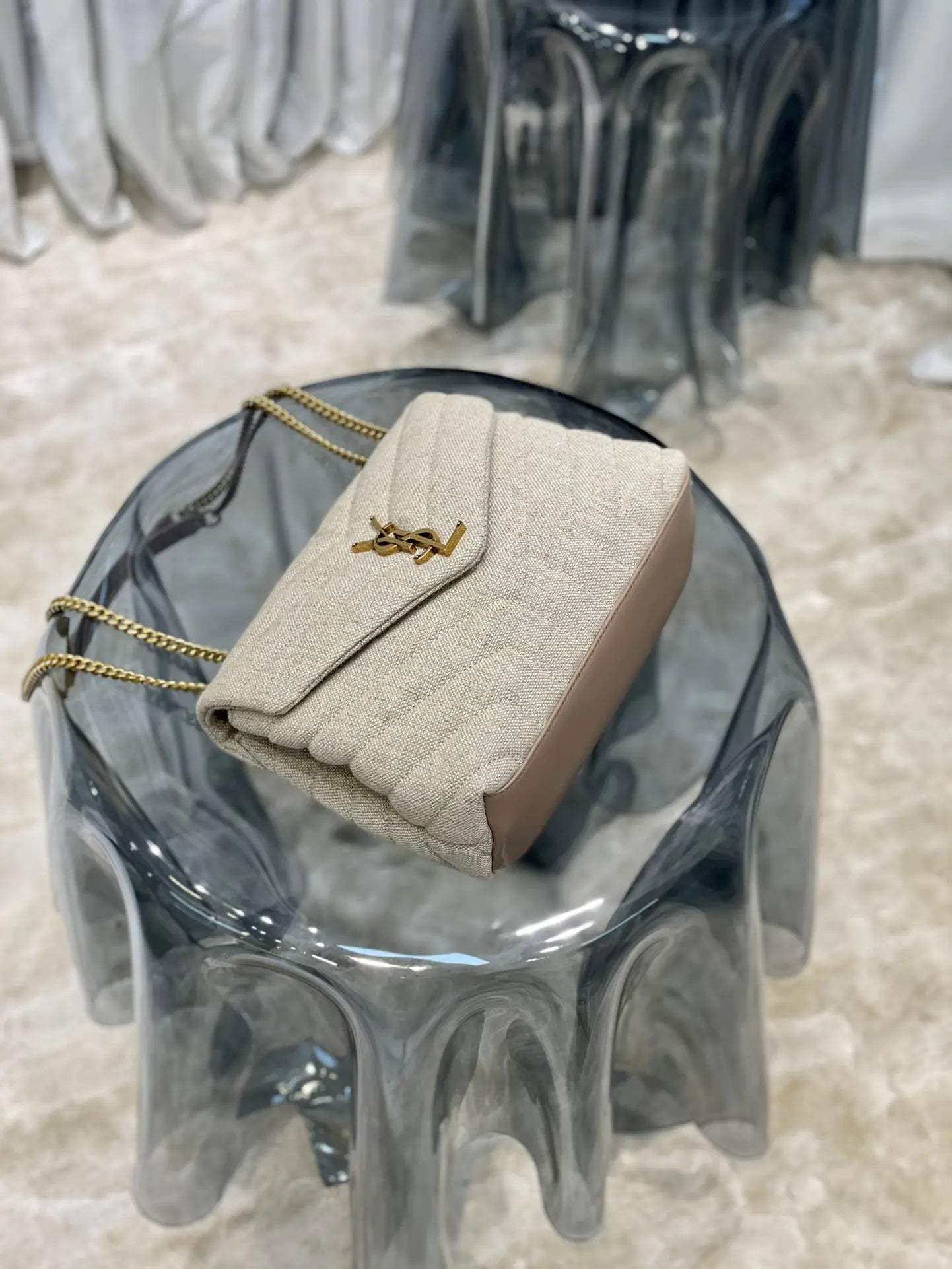 ルル スモールチェーンバッグ（キルティングYレザー）