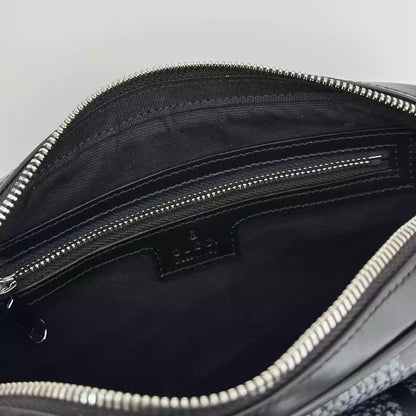 GGジャンボ スモール クロスボディバッグ（グレー＆ブラック GGレザー） – BG077