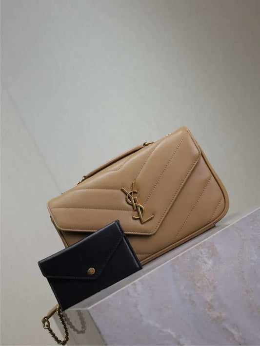 YSL 801437 ルル スモール マトラッセ ラムスキン アプリコット