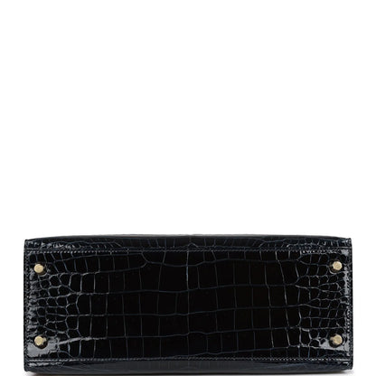 エルメス ケリーセリエ 28 ブルー バルティック シャイニーポロサス クロコダイル ゴールド金具