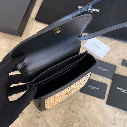 カイア ラフィア＆レザー スモールサッチェル