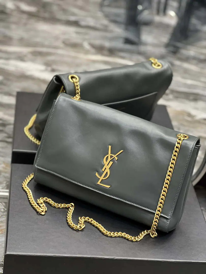 YSL 553804 サンローラン リバーシブル ミディアム ケイト スエードブルー