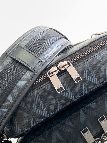DIOR SAFARI BAG WITH STRAP BLACK CD DIAMOND CANVAS – DIO050