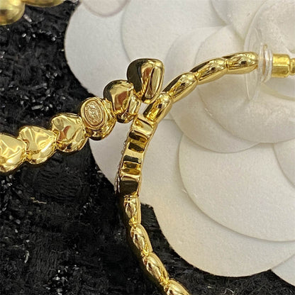 シャネル ダブルC ラインストーン ラブ イヤリング