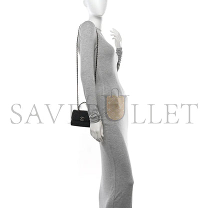 シャネル マスター キャビア キルティングチェーン トップハンドル チェーン付き ブラック (18×10×4cm)